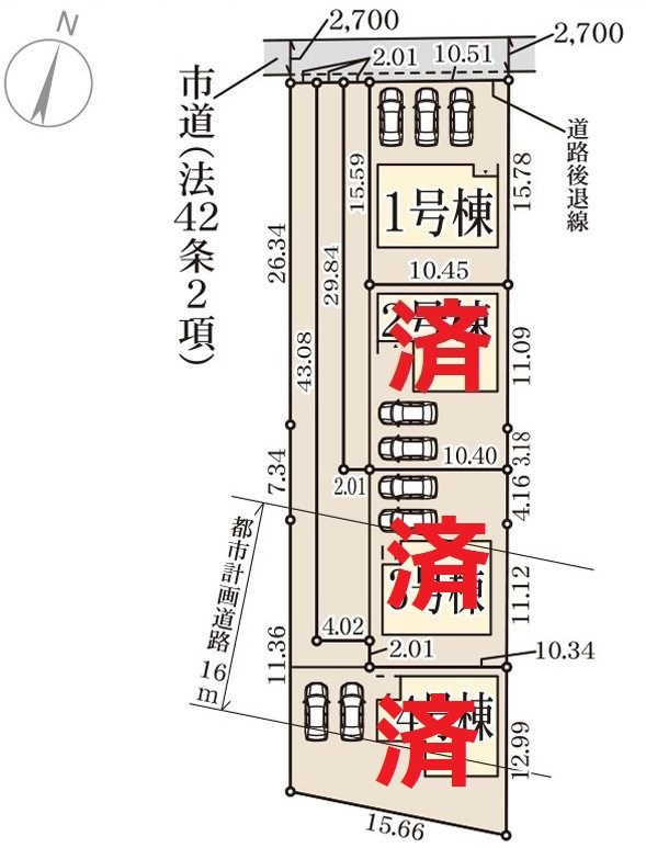 リーブルガーデン岡山市北区撫川第3【全4棟】1号棟 全体区画図
