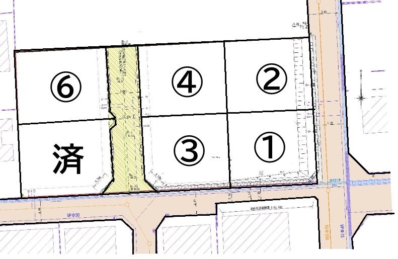 総社市清音柿木　全6区画分譲地（清音柿木南グリーンハイツ） 間取図・土地図