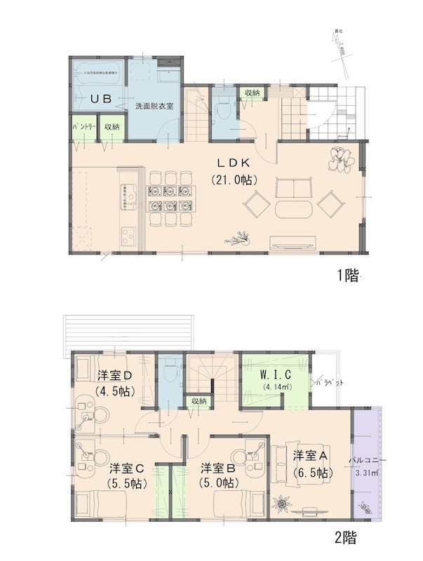 よかタウン倉敷市大内1期【全2棟】2号棟 間取図・土地図