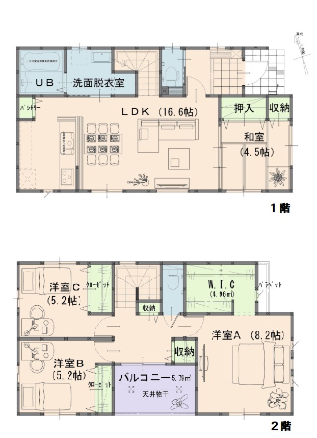 よかタウン倉敷市大内1期【全2棟】1号棟 間取図・土地図
