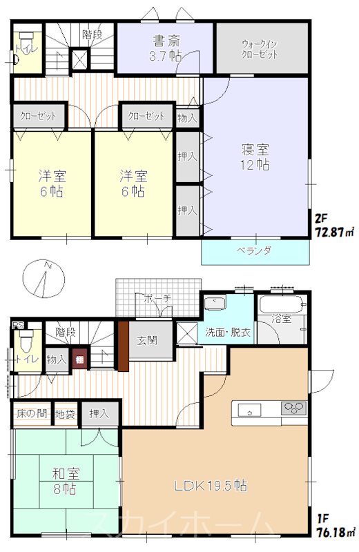 上富井　既存住宅　土地111坪 間取図・土地図