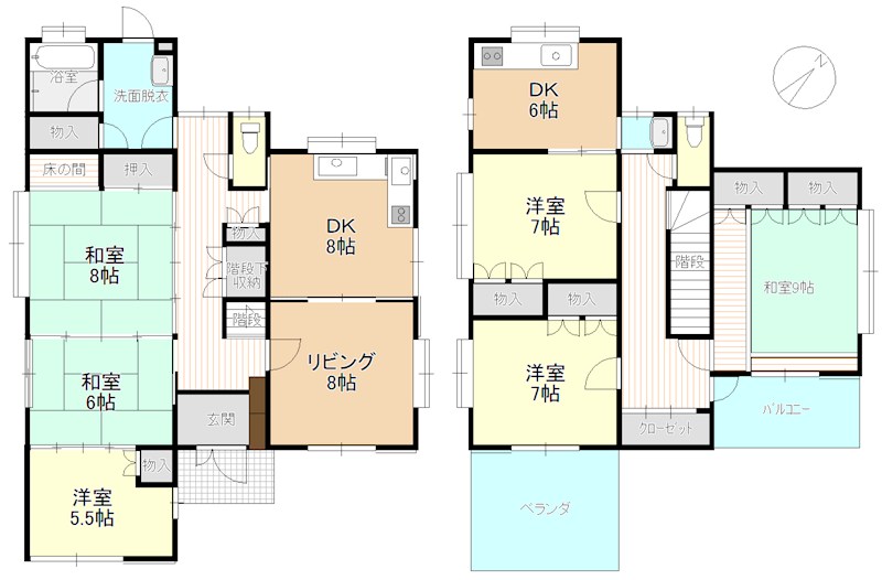 住友林業施工中島中古住宅　6LDDKK 間取図・土地図