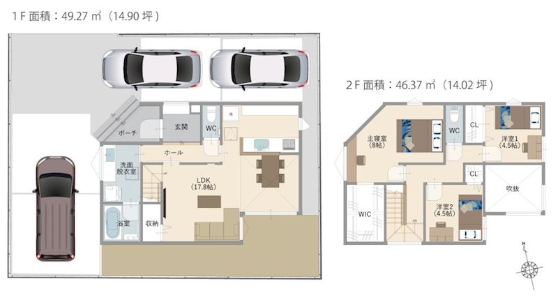 倉敷市連島町西之浦『ナチュラルハウス』② 間取図・土地図