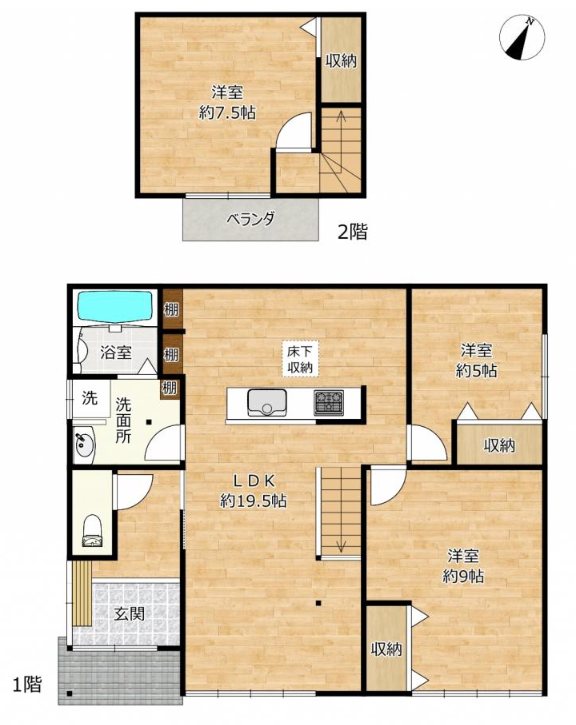 倉敷市連島中央５丁目　戸建　リフォーム物件 間取図・土地図