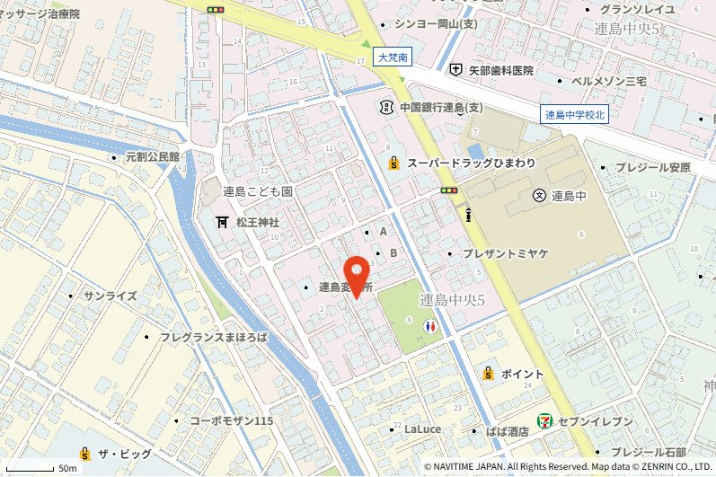 倉敷市連島中央５丁目　戸建　リフォーム物件 現地案内図