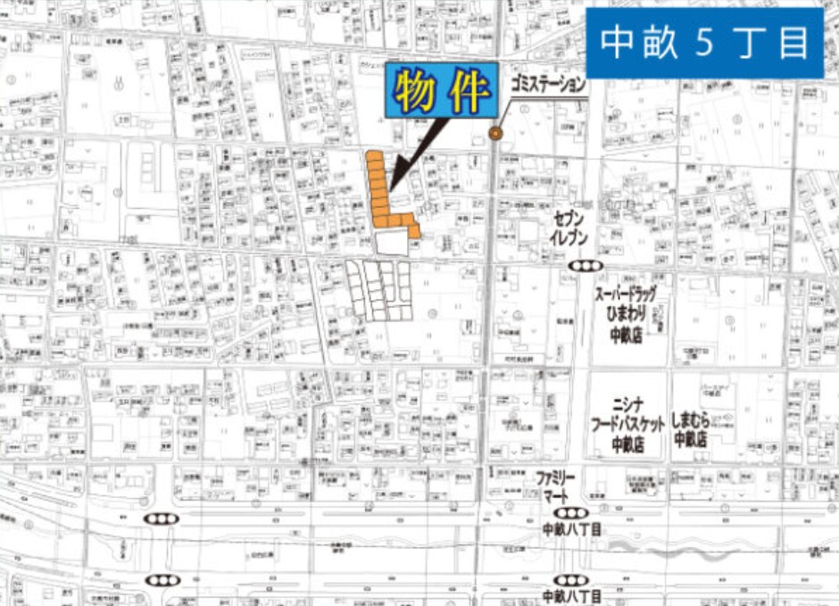 倉敷市中畝5丁目≪全10区画≫土地 現地案内図