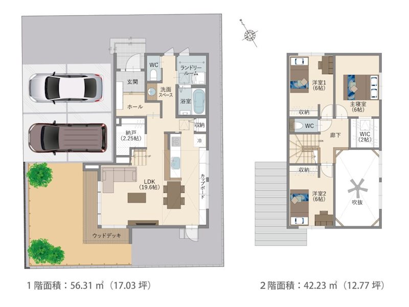 倉敷市連島町鶴新田（９号地）ナチュラルハウス　新築分譲住宅 間取図・土地図