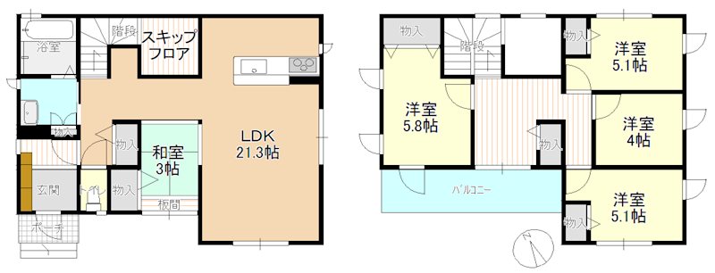 倉敷市福田町古新田　中古戸建 間取図・土地図