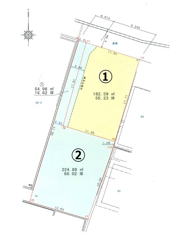 総社市上林　売地　２区画 間取図・土地図