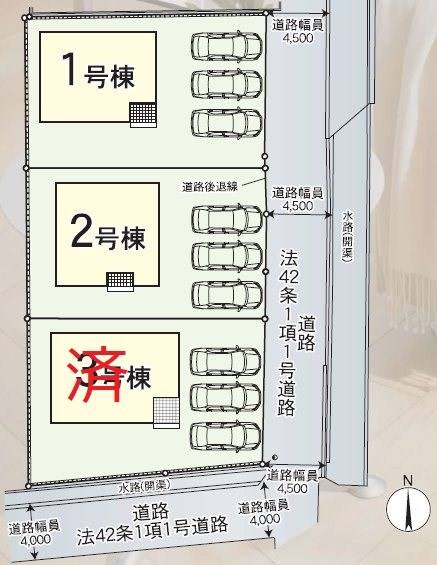 クレイドルガーデン倉敷市中畝第19【全3棟】1号棟 区画図