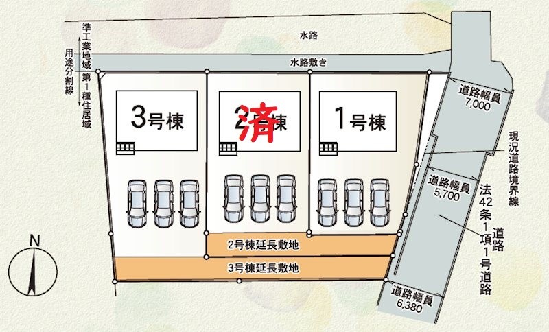 クレイドルガーデン倉敷市玉島阿賀崎第11≪1号棟≫全3棟　新築戸建 区画図
