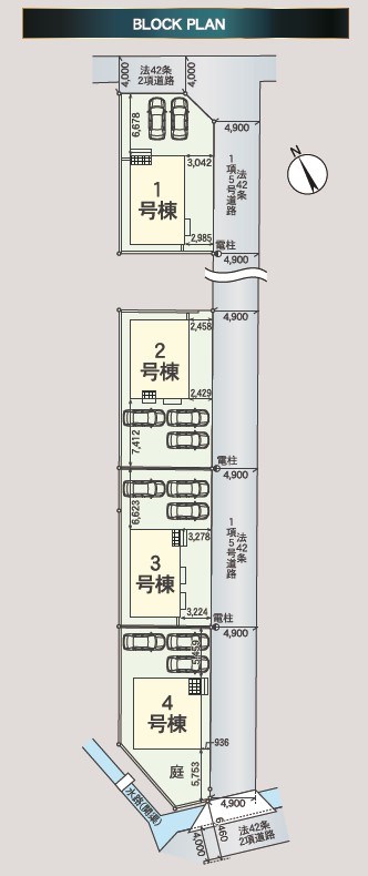 クレイドルガーデン倉敷市連島町鶴新田第17≪全4棟≫ 1号棟 区画図