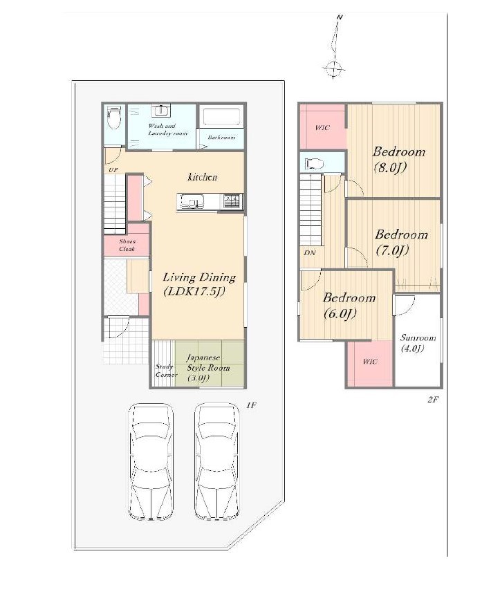 新築戸建　ルルーディア中庄③１号棟 間取図・土地図