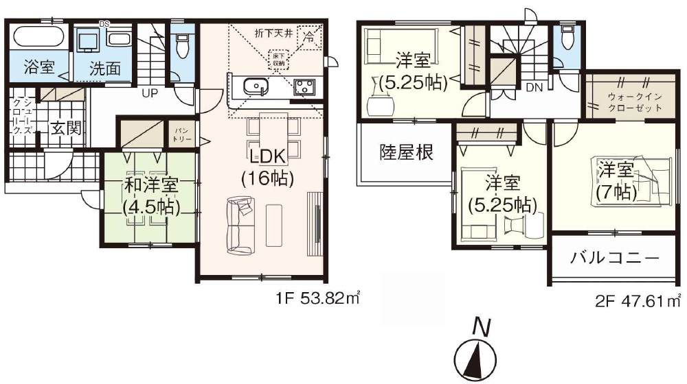 新築戸建　グラファーレ倉敷市中庄団地≪全３棟≫１号棟 間取図・土地図