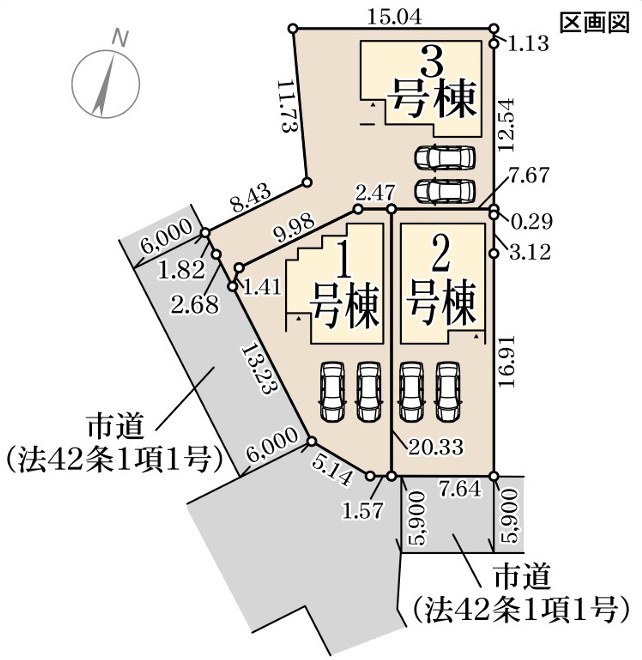 リーブルガーデン岡山市南区浜野第3【全3棟】3号棟 全体区画図
