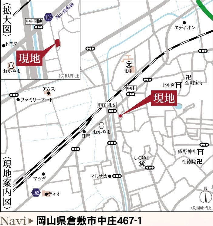 新築戸建　リーブルガーデン倉敷中庄第15≪全１棟≫　平屋 交通アクセス図