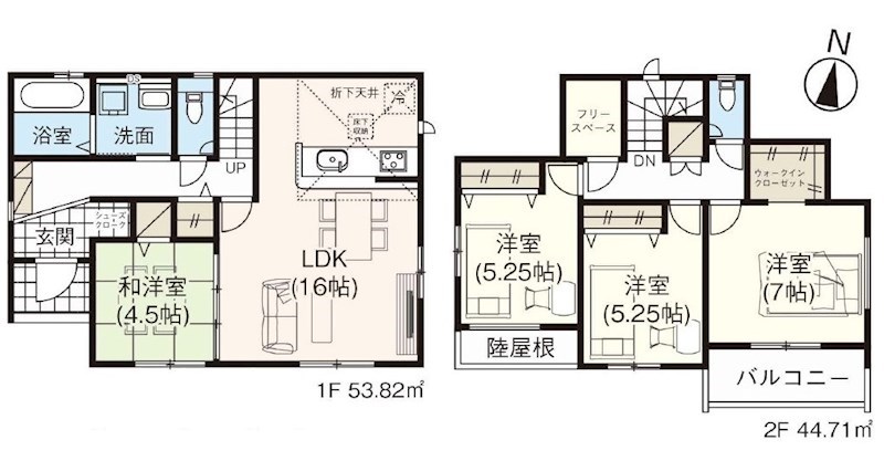 新築戸建　グラファーレ倉敷市中庄団地≪全３棟≫2号棟  間取図・土地図