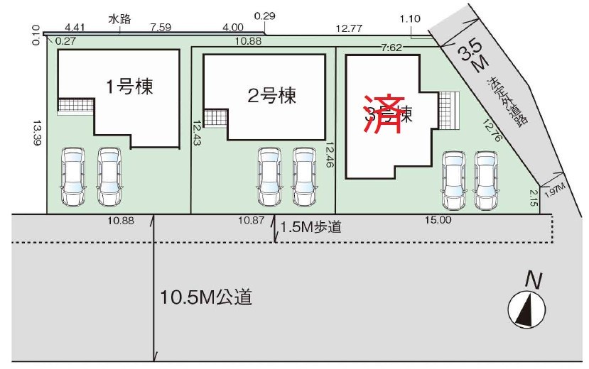 新築戸建　グラファーレ倉敷市中庄団地≪全３棟≫2号棟  全体区画図