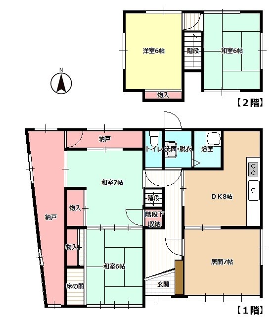 総社市北溝手　中古住宅 間取図・土地図