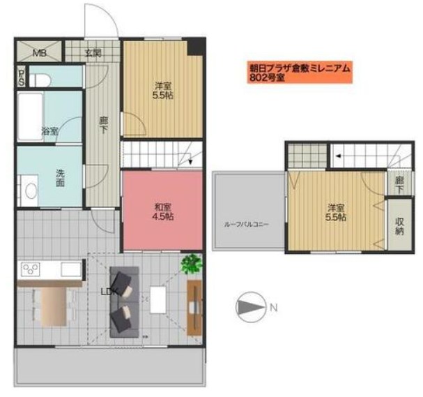 朝日プラザ倉敷ミレニアム　 間取図・土地図