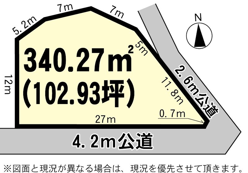 神立町　土地　１０２．９３坪　南道路 間取図・土地図
