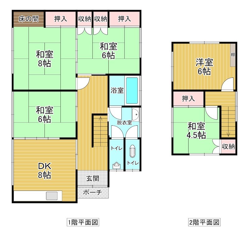 1213　八戸市大字妙字水上　中古住宅 間取図・土地図