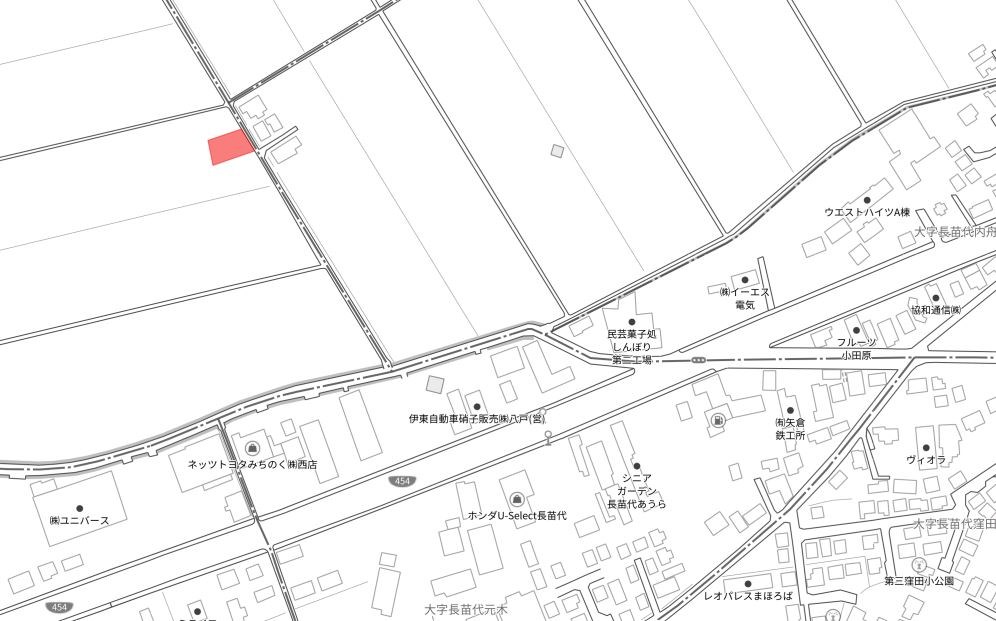 2551　八戸市大字長苗代字中坪　土地 現地案内図