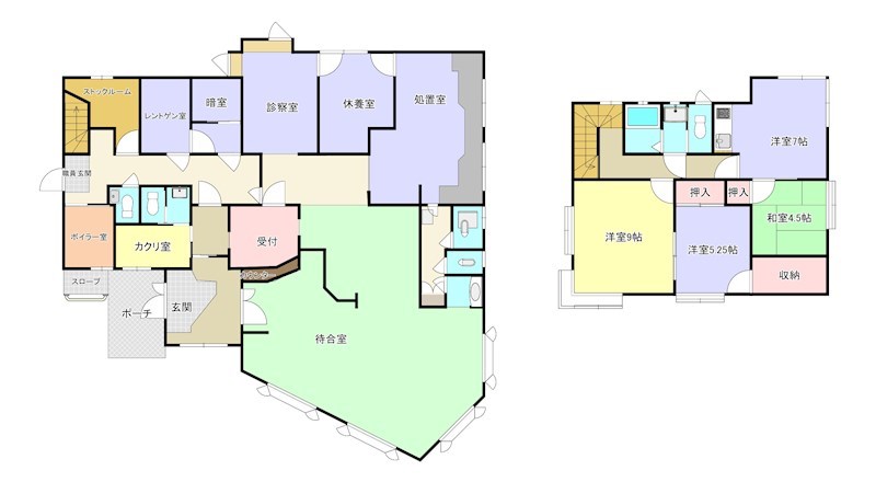 5354　八戸市下長４丁目　（旧）巴クリニック 間取図・土地図