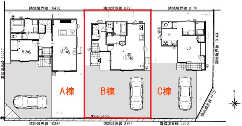5425　八戸市類家一丁目DC・B棟 区画図