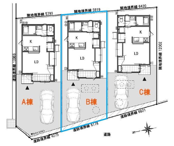 5556　八戸市大久保字下大久保DC・B棟　建売住宅 区画図