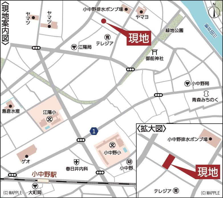 5598　クレイドルガーデン八戸市江陽第8　新築分譲住宅　3号棟 現地案内図