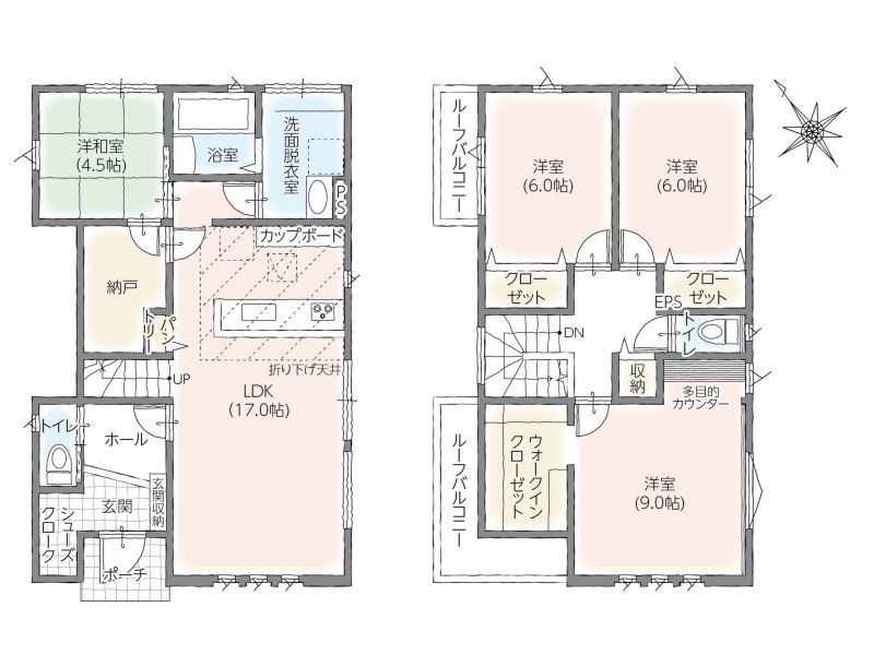 5641　タマタウン類家Ⅱ　2号棟　新築分譲住宅 間取図・土地図