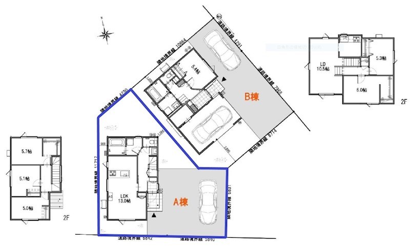 5670　八戸市長苗代三丁目DC・A棟 全体区画図