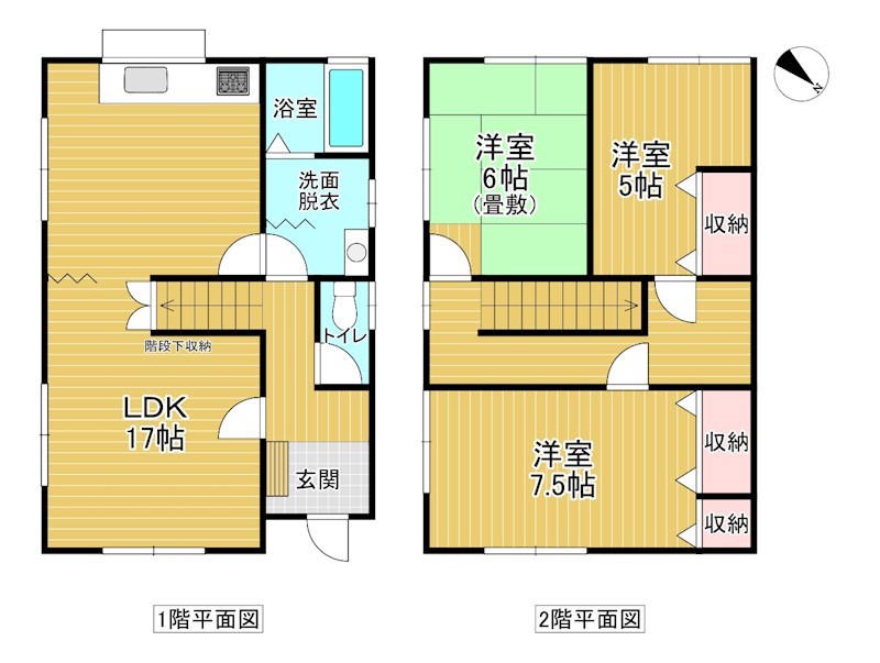 5708　八戸市長苗代2丁目　中古住宅 間取図・土地図