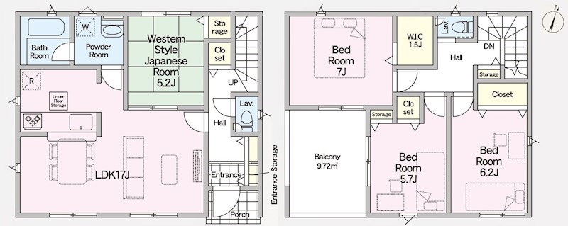 5711　クレイドルガーデンおいらせ町三本木第1　新築分譲住宅　1号棟 間取図・土地図