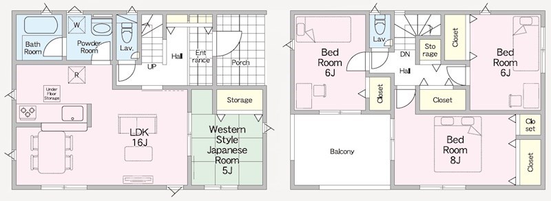 5723　クレイドルガーデン十和田市西十二番町第2　新築分譲住宅　2号棟 間取図・土地図