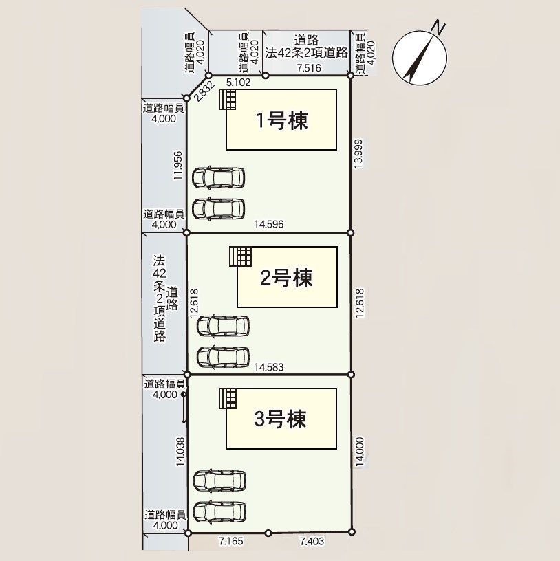 5729　クレイドルガーデン十和田市西十一番町第4　新築分譲住宅　1号棟 全体区画図