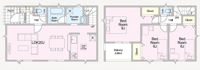 5730　クレイドルガーデン十和田市西十一番町第4　新築分譲住宅　2号棟 間取図・土地図