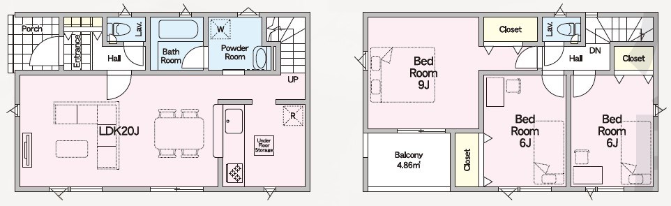 5730　クレイドルガーデン十和田市西十一番町第4　新築分譲住宅　2号棟 間取図・土地図