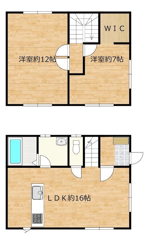 5736　十和田市大字三本木字千歳森　中古住宅 間取図・土地図