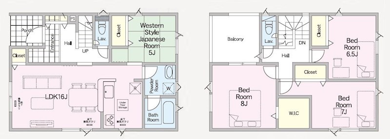 5741　クレイドルガーデン八戸市尻内町第16　新築分譲住宅　1号棟 間取図・土地図