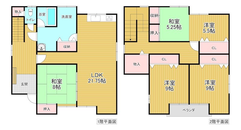 5756　三戸郡階上町蒼前東三丁目　中古住宅 間取図・土地図