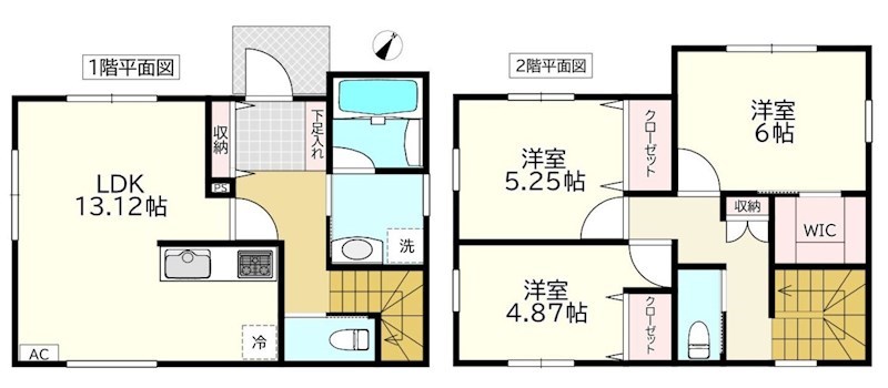 5769　十和田市東四番町・A棟　建売住宅 間取図・土地図