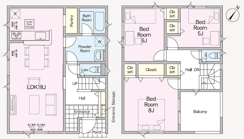 5772　クレイドルガーデン八戸市尻内町第17　新築分譲住宅　1号棟 間取図・土地図