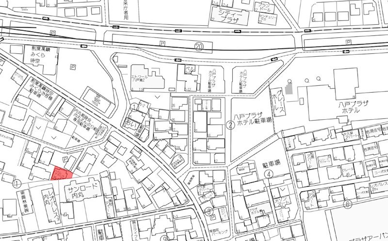 5774　八戸市内丸2丁目　中古アパート 現地案内図