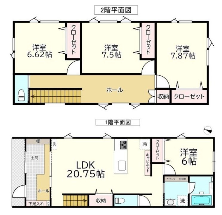 5790　八戸市江陽1丁目・E棟　建売住宅 間取図・土地図