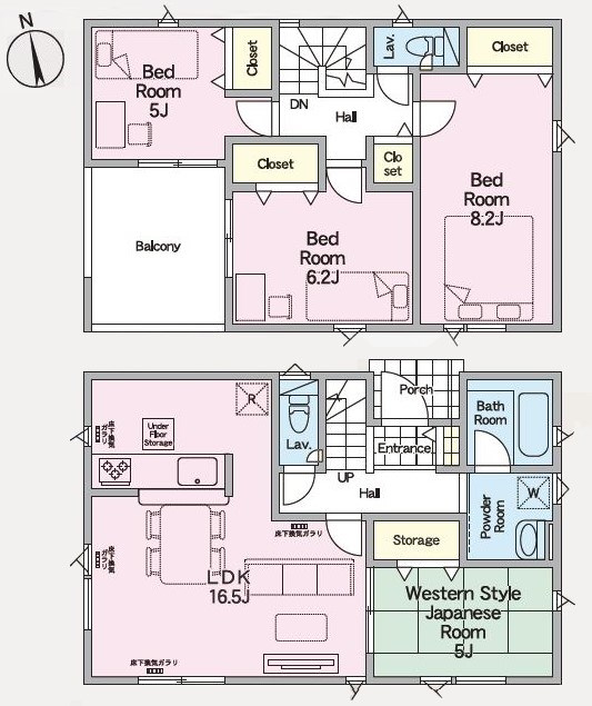 5805　クレイドルガーデン六戸町小松ケ丘第8　新築分譲住宅　3号棟 間取図・土地図