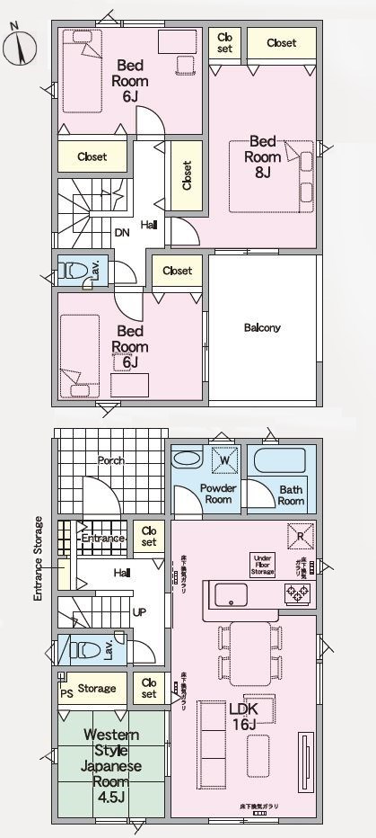 5806　クレイドルガーデン六戸町小松ケ丘第8　新築分譲住宅　4号棟 間取図・土地図