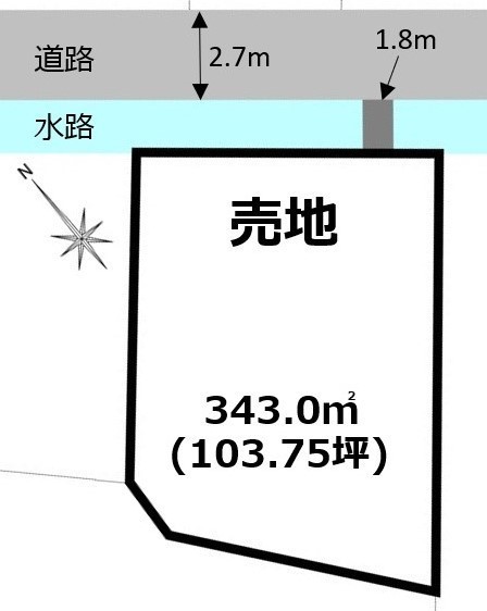 小牧市下小針中島3丁目　売地（調整区域） 間取図・土地図