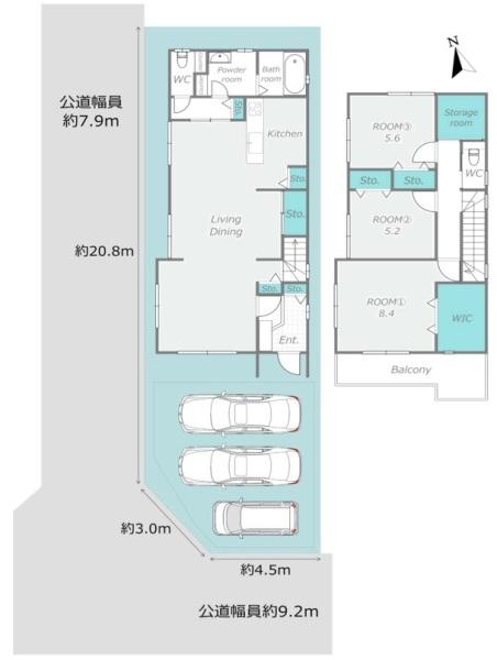 小牧市小牧五丁目　中古戸建 間取図・土地図